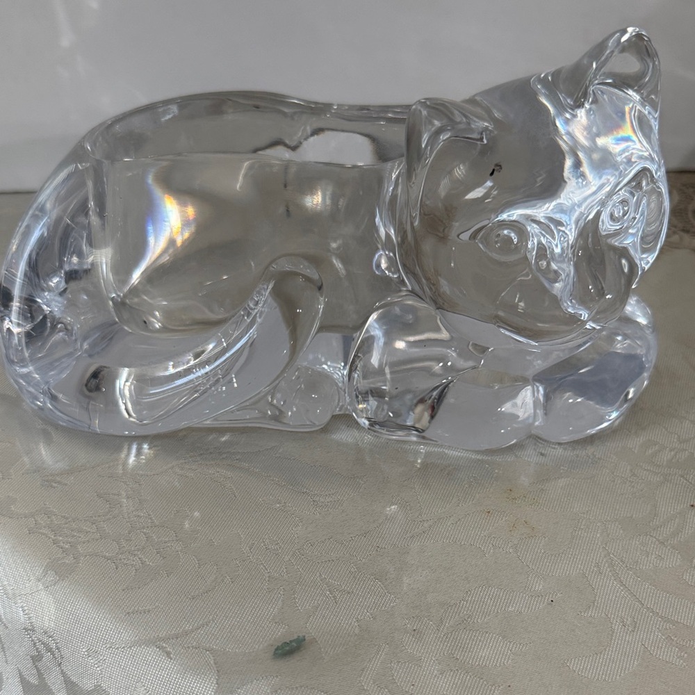 Vintage Large Clear Acrylic Cat Vase - Planter 1980s